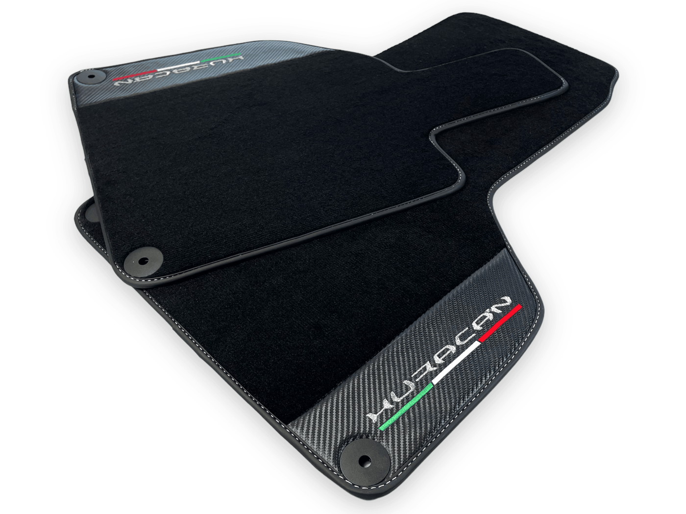 Black Floor Mats for Lamborghini Huracan With Carbon Fiber Leather - AutoWin