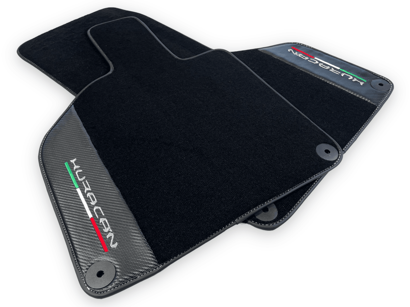 Black Floor Mats for Lamborghini Huracan With Carbon Fiber Leather - AutoWin