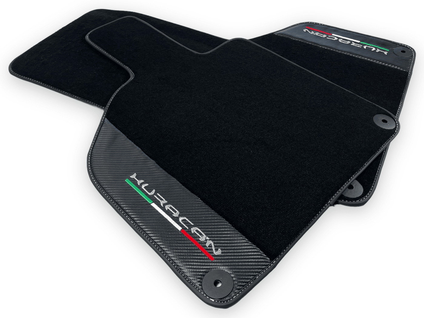 Black Floor Mats for Lamborghini Huracan With Carbon Fiber Leather - AutoWin