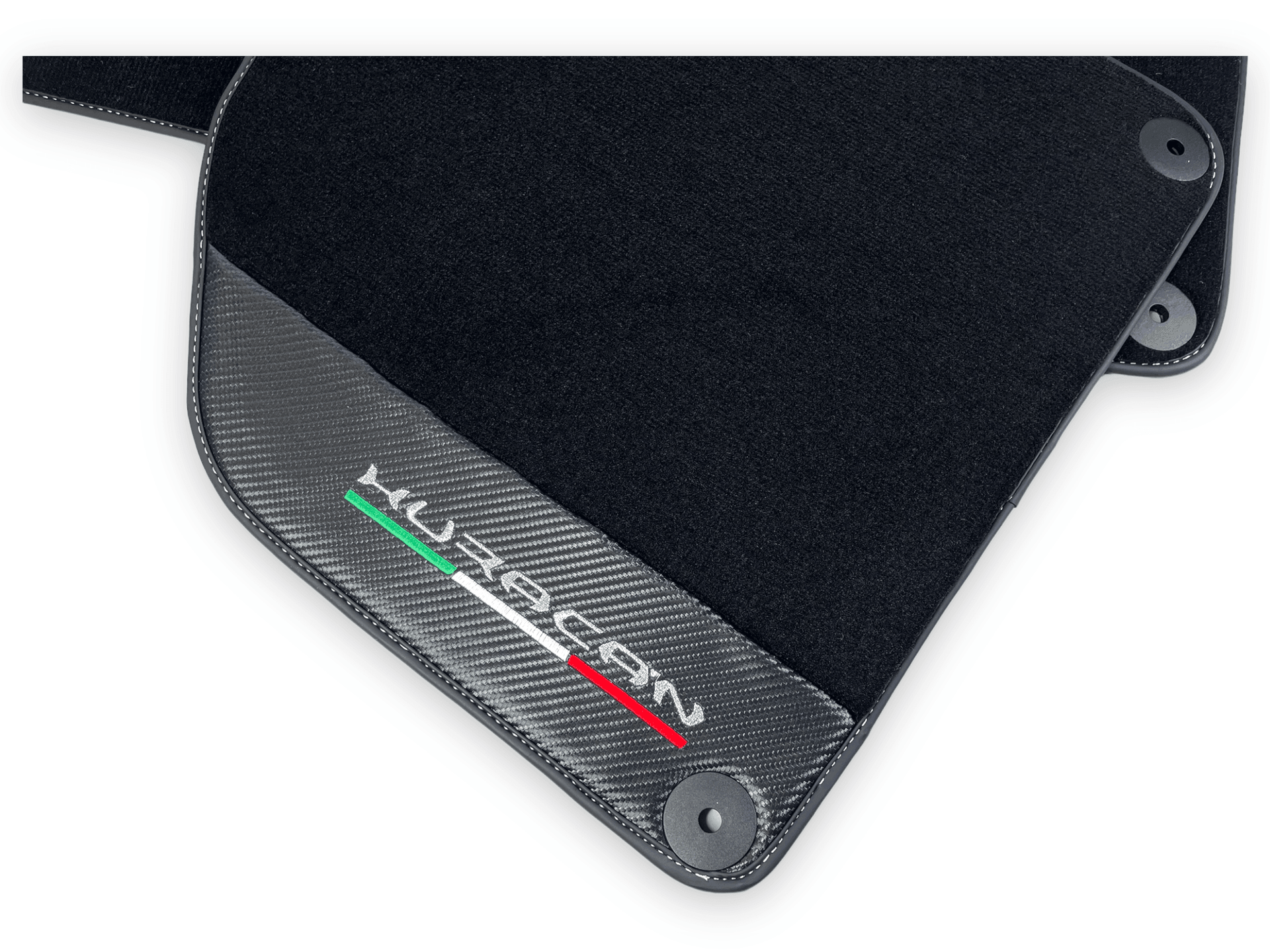 Black Floor Mats for Lamborghini Huracan With Carbon Fiber Leather - AutoWin