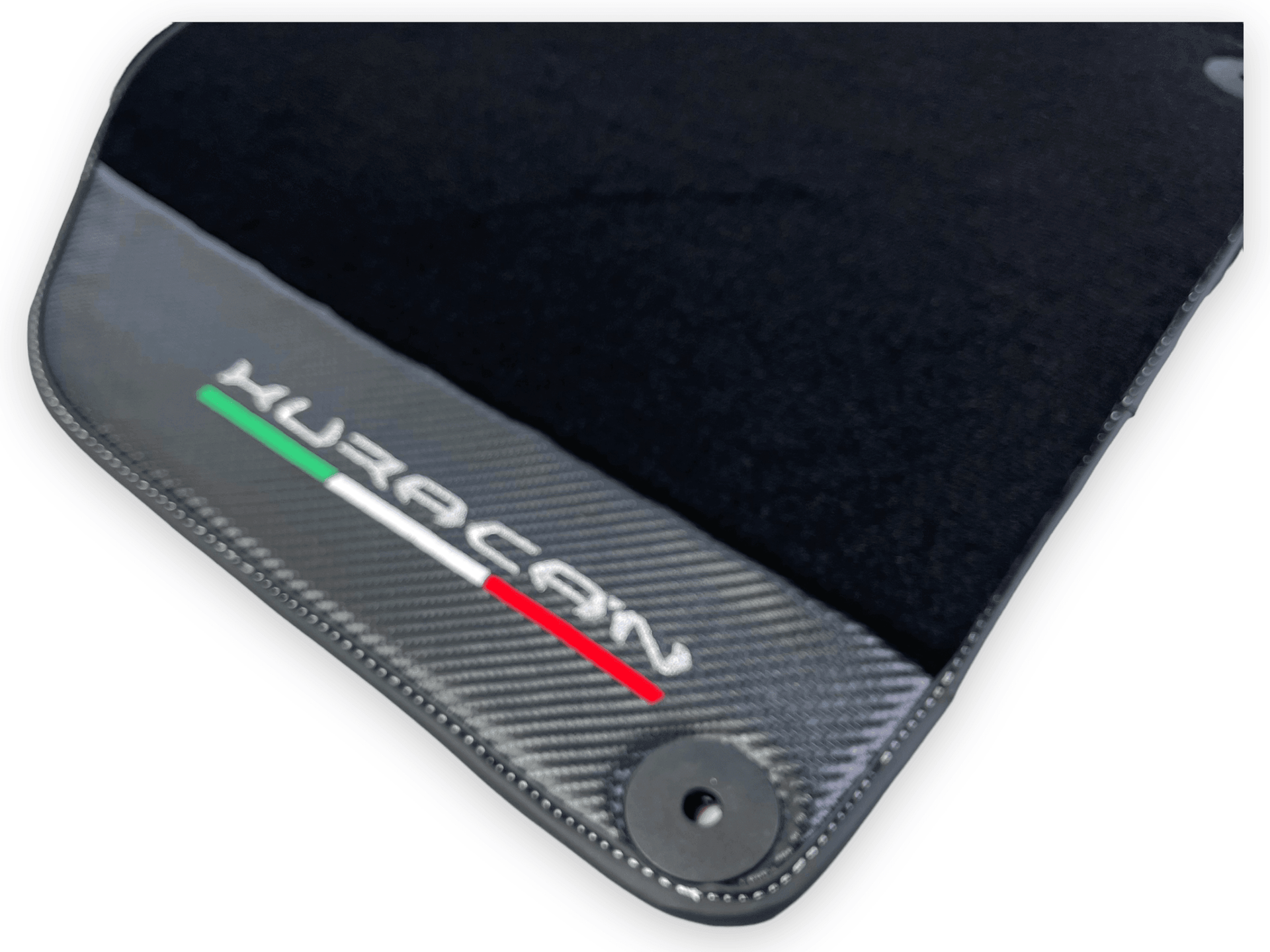 Black Floor Mats for Lamborghini Huracan With Carbon Fiber Leather - AutoWin