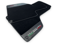 Black Floor Mats for Lamborghini Huracan With Carbon Fiber Leather - AutoWin