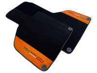 Black Floor Mats for Lamborghini Huracan with Orange Alcantara Leather - AutoWin