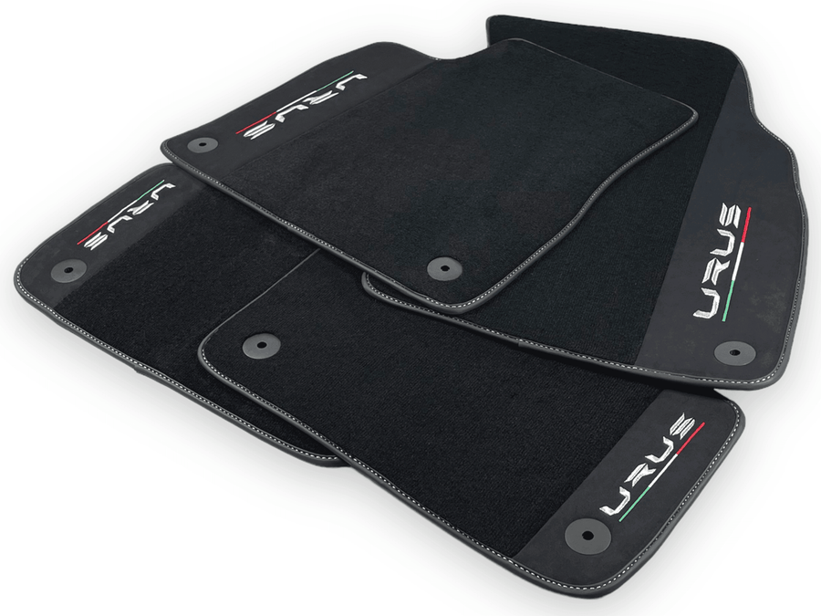 Black Floor Mats For Lamborghini Urus With Alcantara Leather - AutoWin