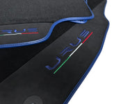 Black Floor Mats For Lamborghini Urus With Alcantara Leather Dark Blue Trim - AutoWin