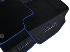 Black Floor Mats For Lamborghini Urus With Alcantara Leather Dark Blue Trim - AutoWin