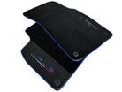 Black Floor Mats For Lamborghini Urus With Alcantara Leather Dark Blue Trim - AutoWin