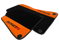 Black Floor Mats For McLaren 650S Black Tailored With Orange Alcantara Leather - AutoWin
