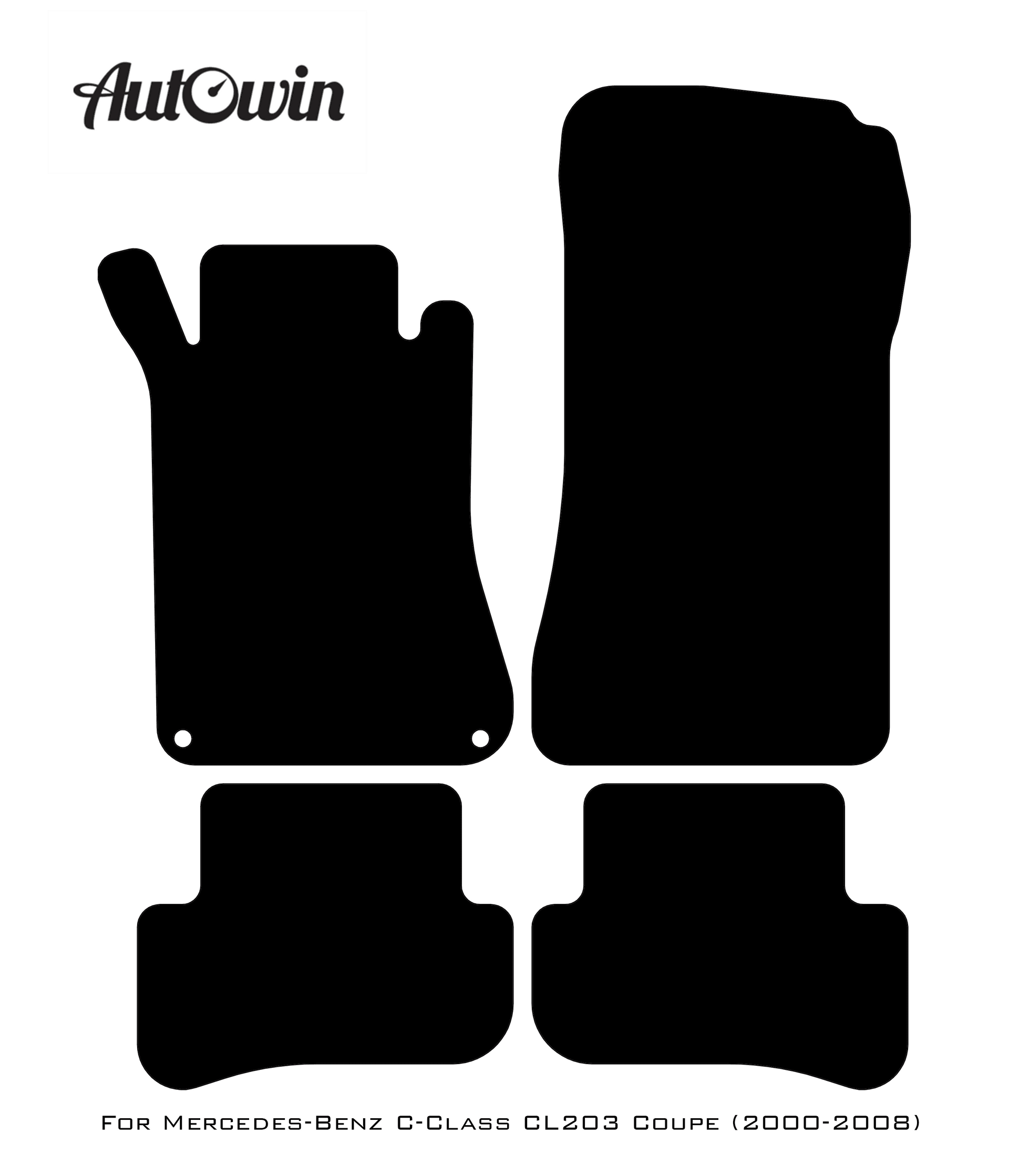 Black Floor Mats For Mercedes Benz C-Class CL203 Coupe (2000-2008) | AutoWin Edition - AutoWin