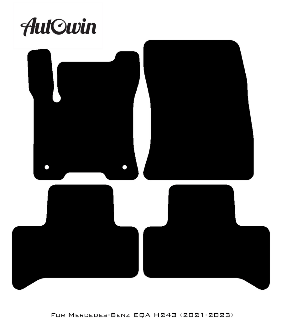 Black Floor Mats For Mercedes Benz EQA-Class H243 (2021-2023) | Fighter Jet Edition - AutoWin