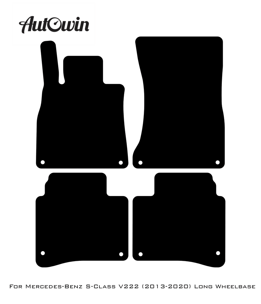 Black Floor Mats For Mercedes Benz S-Class V222 (2013-2020) Long Wheelbase | Fighter Jet Edition - AutoWin