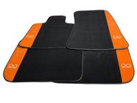 Black Floor Mats For Rolls Royce Black Badge Cullinan Orange Alcantara Leather - AutoWin