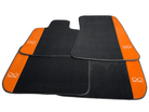 Black Floor Mats For Rolls Royce Black Badge Cullinan Orange Alcantara Leather - AutoWin