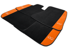 Black Floor Mats For Rolls Royce Black Badge Cullinan Orange Alcantara Leather - AutoWin