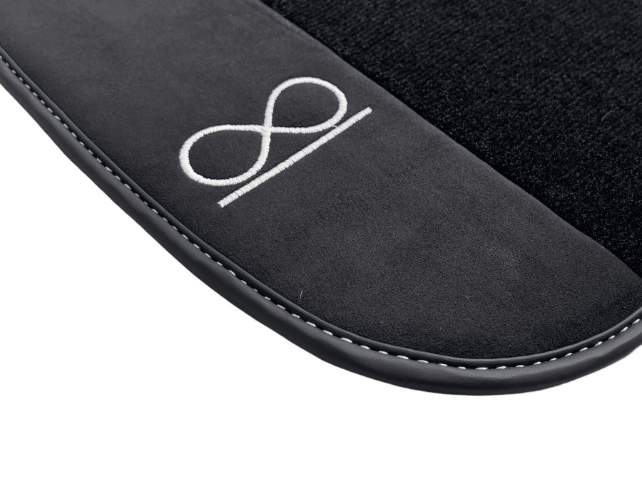 Black Floor Mats For Rolls Royce Black Badge Ghost Fluorescent Logo - AutoWin