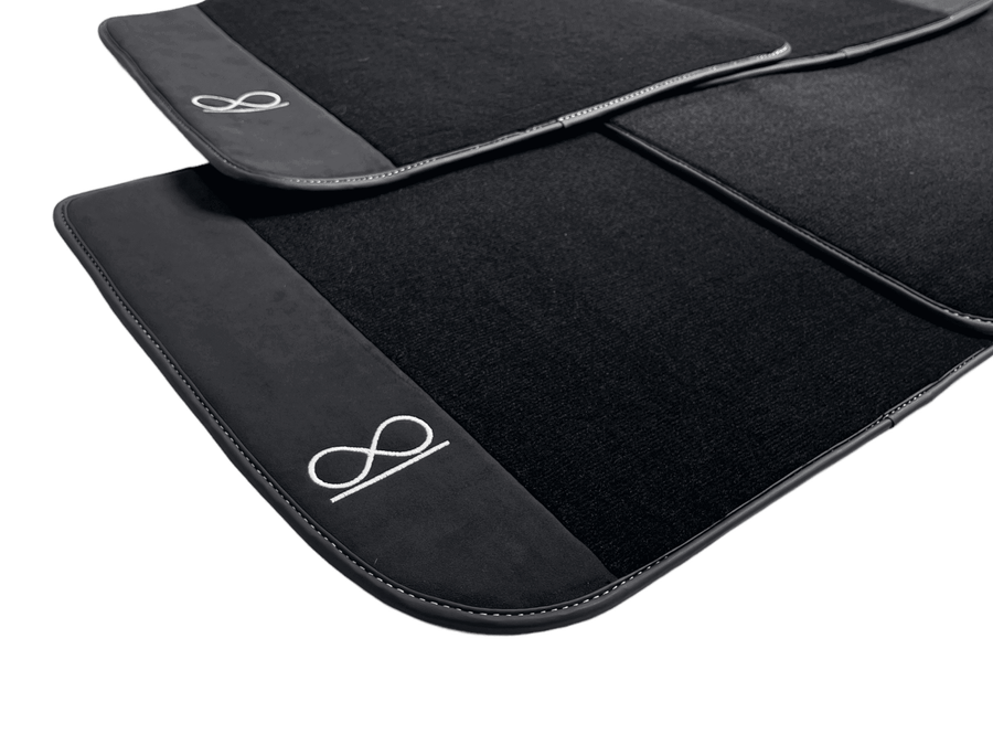 Black Floor Mats For Rolls Royce Black Badge Ghost Fluorescent Logo - AutoWin