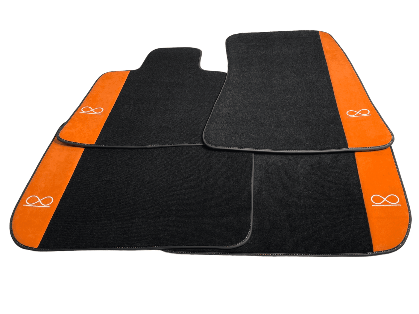 Black Floor Mats For Rolls Royce Black Badge Phantom Drophead Orange Alcantara - AutoWin