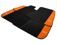 Black Floor Mats For Rolls Royce Shadow 1965-1977 With Orange Alcantara Leather - AutoWin