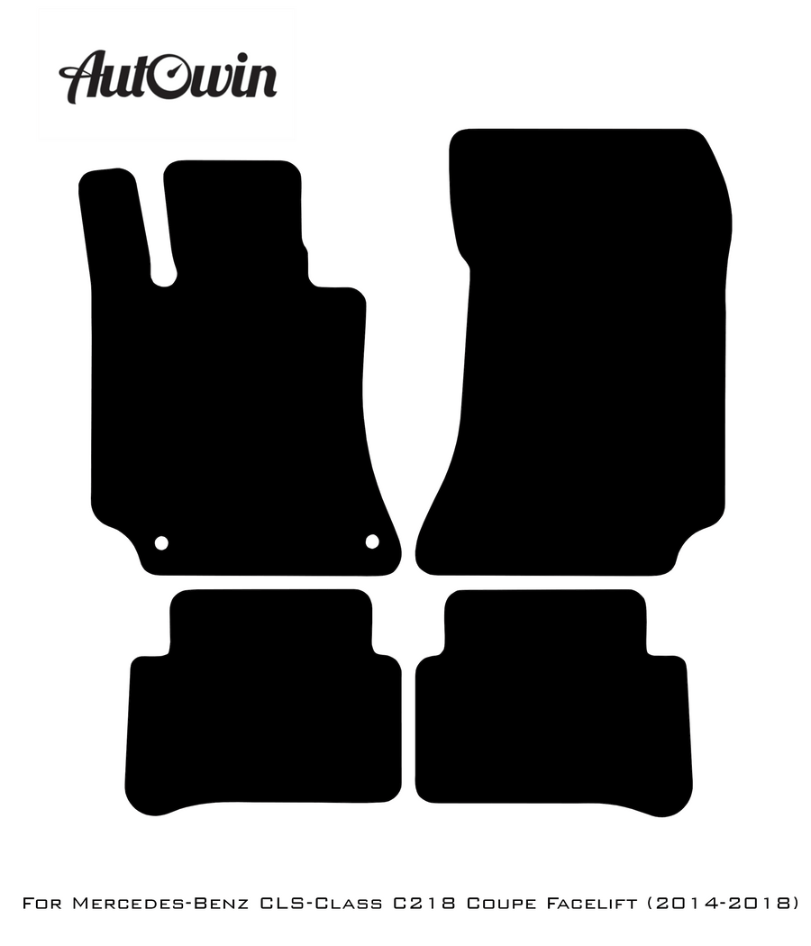 Black Leather Floor Mats For Mercedes Benz CLS-Class C218 Coupe Facelift (2014-2018) | ER56 Design - AutoWin