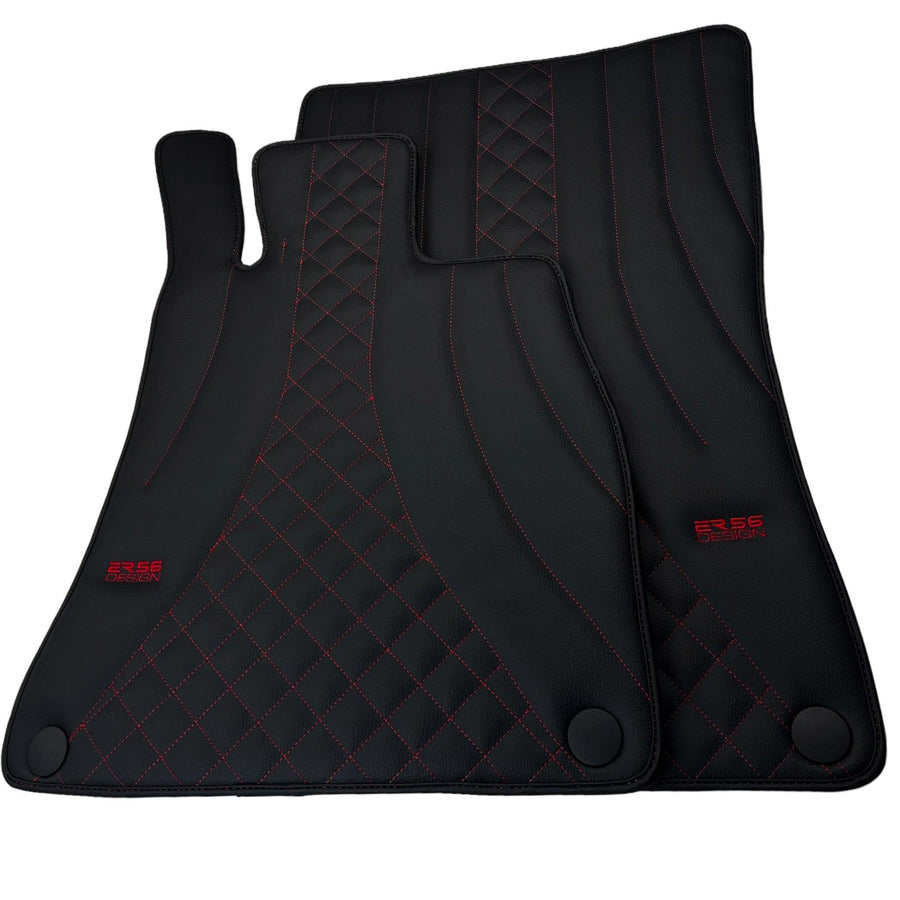 Black Leather Floor Mats For Mercedes Benz E-Class S211 Estate (2003-2009) | ER56 Design - AutoWin