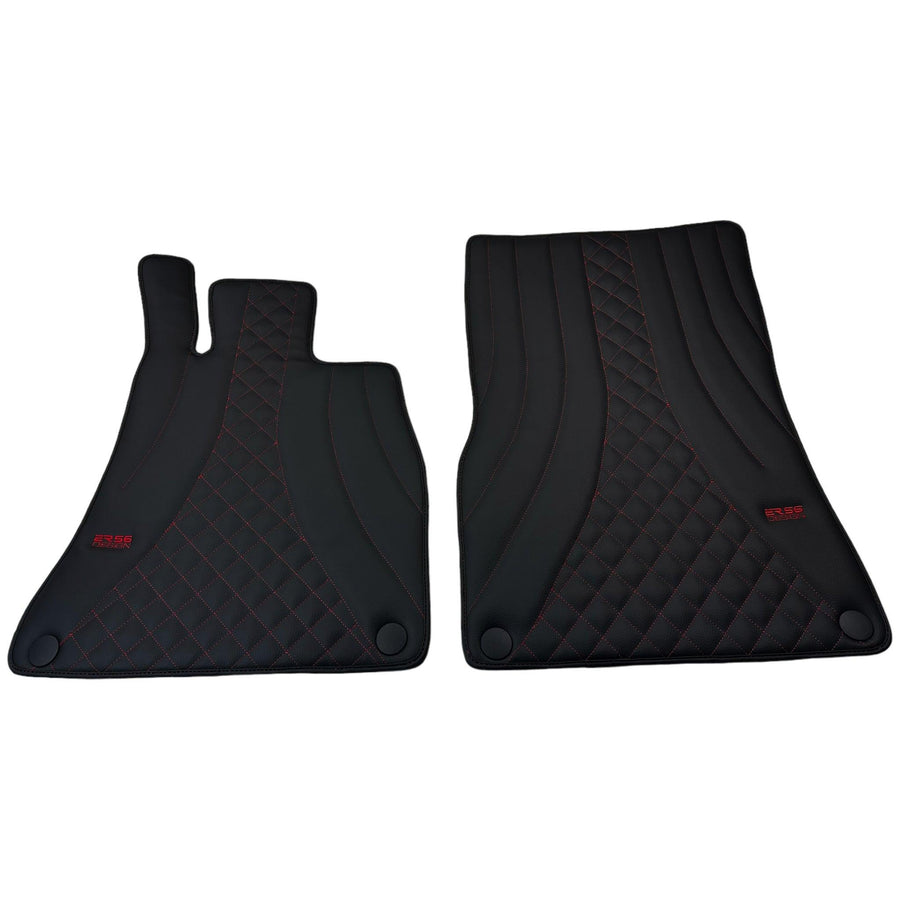 Black Leather Floor Mats For Mercedes Benz E-Class S211 Estate (2003-2009) | ER56 Design - AutoWin