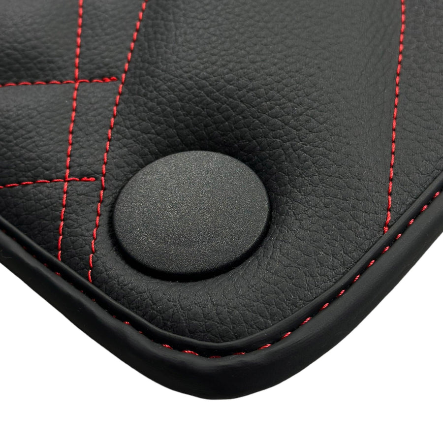 Black Leather Floor Mats For Mercedes Benz E-Class W124 Sedan (1985-1995) | ER56 Design - AutoWin