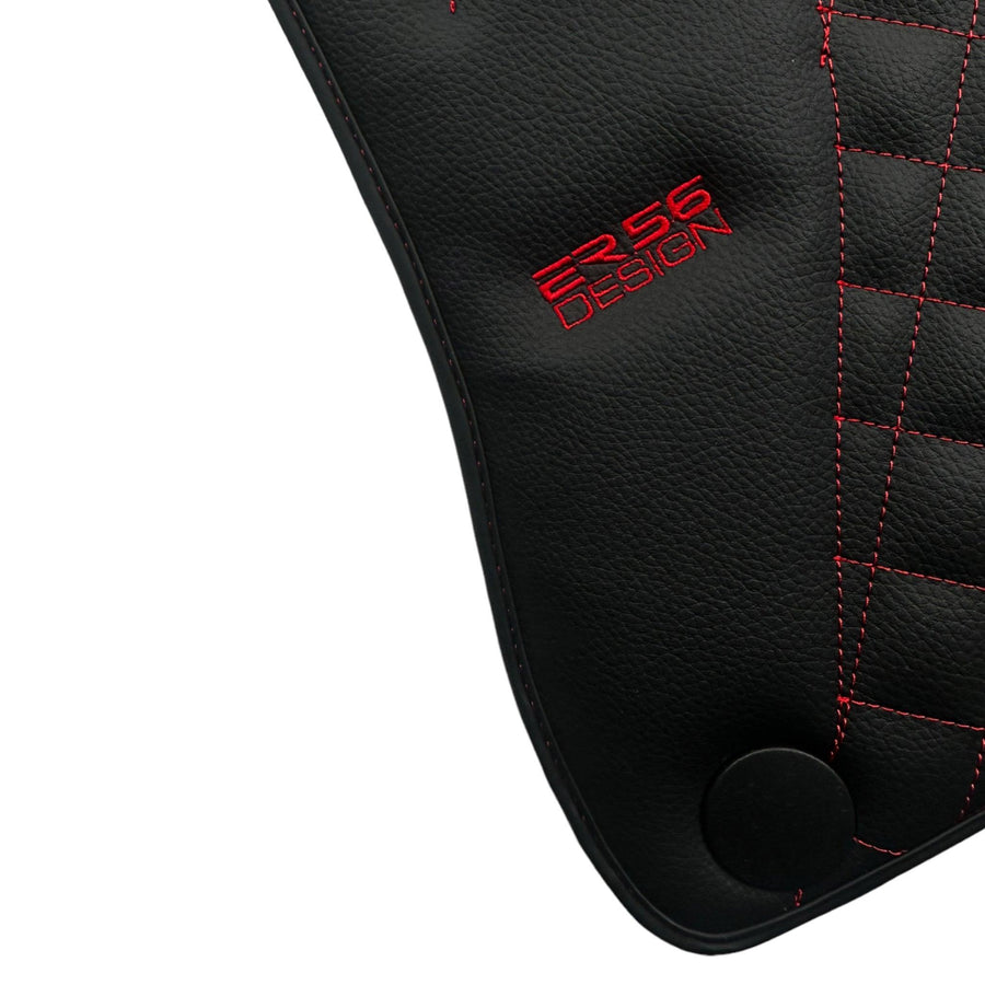 Black Leather Floor Mats For Mercedes Benz EQE-Class V295 (2022-2023) | ER56 Design - AutoWin