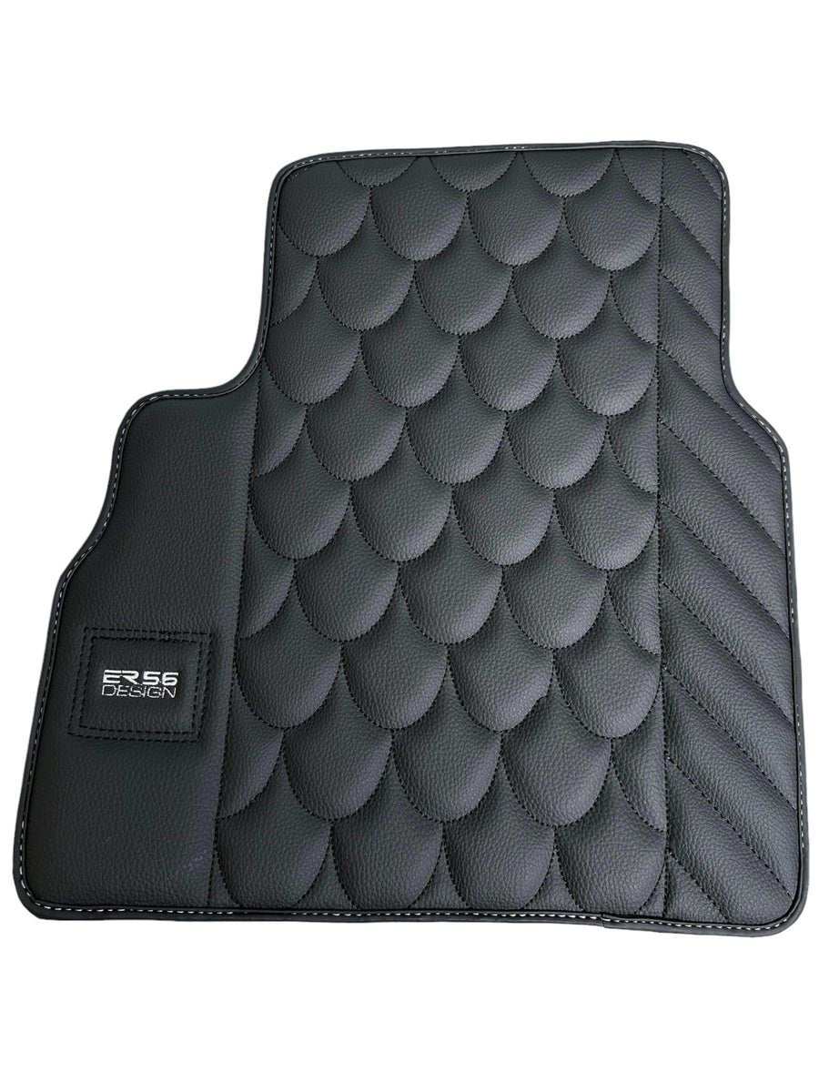 Black Leather Floor Mats For Mercedes-Benz G Class 2019-2022 W463 ER56 Design - AutoWin