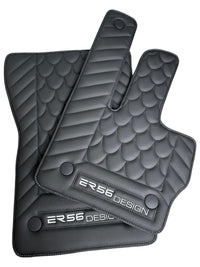 Black Leather Floor Mats For Mercedes-Benz G Class 2019-2022 W463 ER56 Design - AutoWin