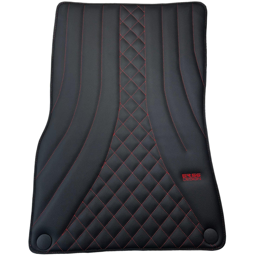 Black Leather Floor Mats For Mercedes Benz GLS-Class X166 (2016-2019) | ER56 Design - AutoWin