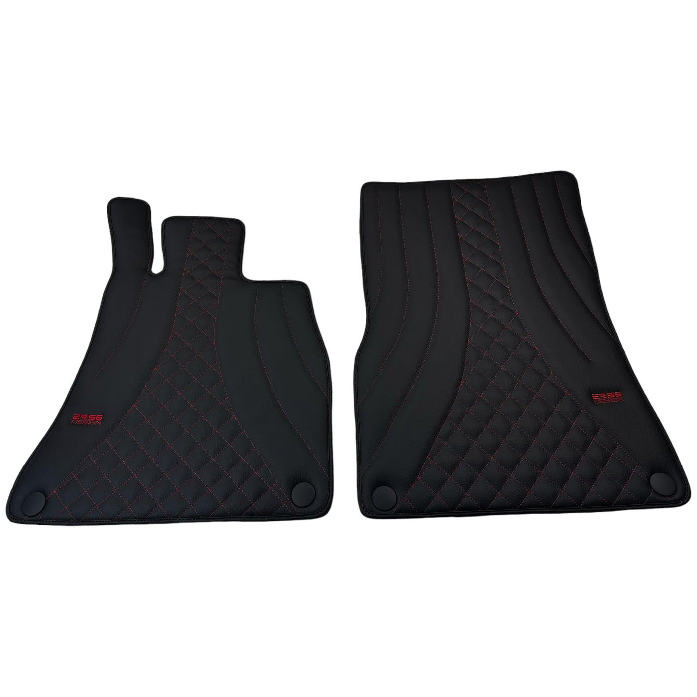 Black Leather Floor Mats For Mercedes Benz S-Class W126 (1979-1991) | ER56 Design - AutoWin