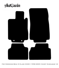 Black Leather Floor Mats For Mercedes Benz S-Class W220 (1998-2005) Short Wheelbase | ER56 Design - AutoWin