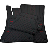 Black Leather Floor Mats For Mercedes Benz S-Class W220 (1998-2005) Short Wheelbase | ER56 Design - AutoWin