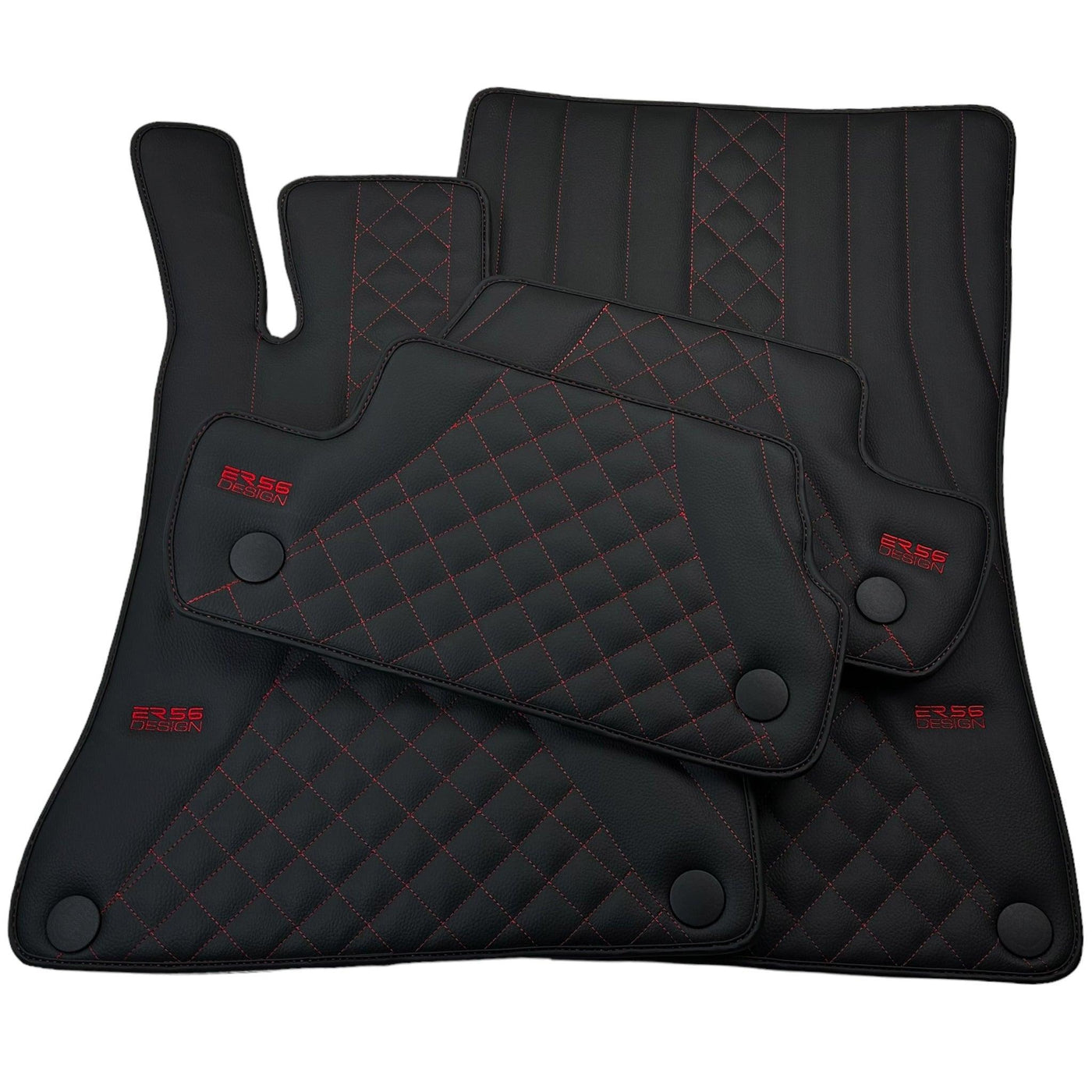 Black Leather Floor Mats For Mercedes Benz S-Class Z223 Maybach (2021-2023) | ER56 Design - AutoWin