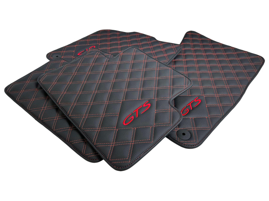 Black Leather Floor Mats for Porsche Macan GTS - AutoWin