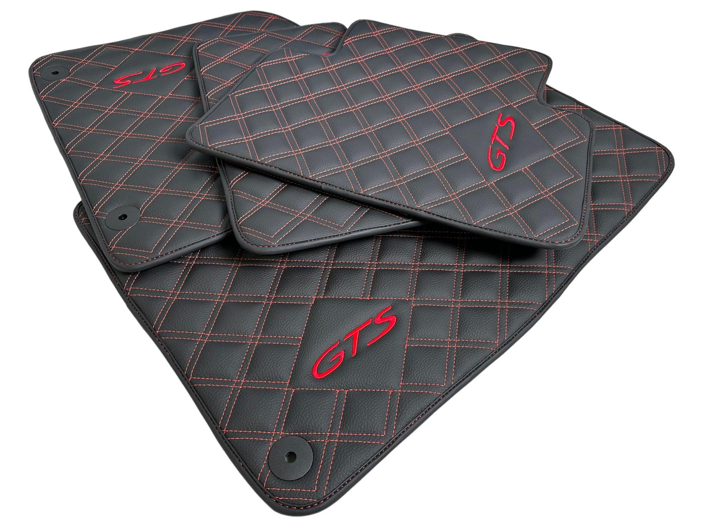 Black Leather Floor Mats for Porsche Macan GTS - AutoWin