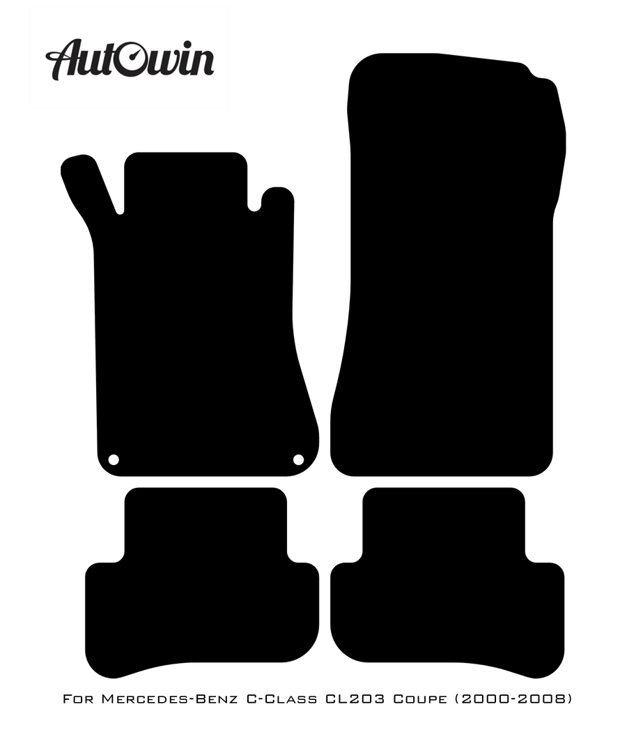 Black Luxury Floor Mats For Mercedes Benz C-Class CL203 Coupe (2000-2008) | ER56 Design - AutoWin