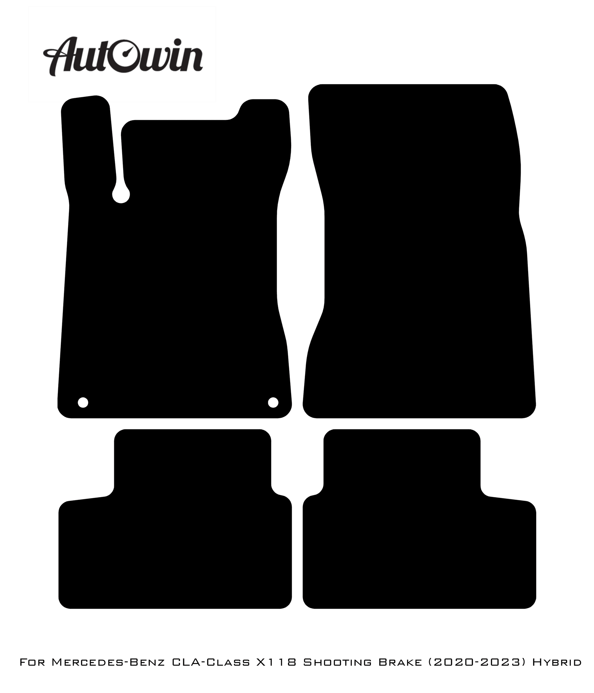 Black Luxury Floor Mats For Mercedes Benz CLA-Class X118 Shooting Brake (2020-2023) Hybrid| ER56 Design - AutoWin