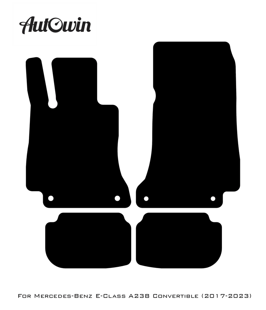 Black Luxury Floor Mats For Mercedes Benz E-Class A238 Convertible (2017-2023) | ER56 Design - AutoWin