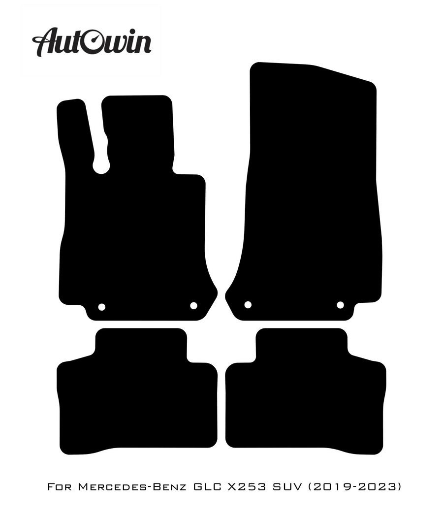 Black Luxury Floor Mats For Mercedes Benz GLC-Class X253 SUV (2019-2023) | ER56 Design - AutoWin