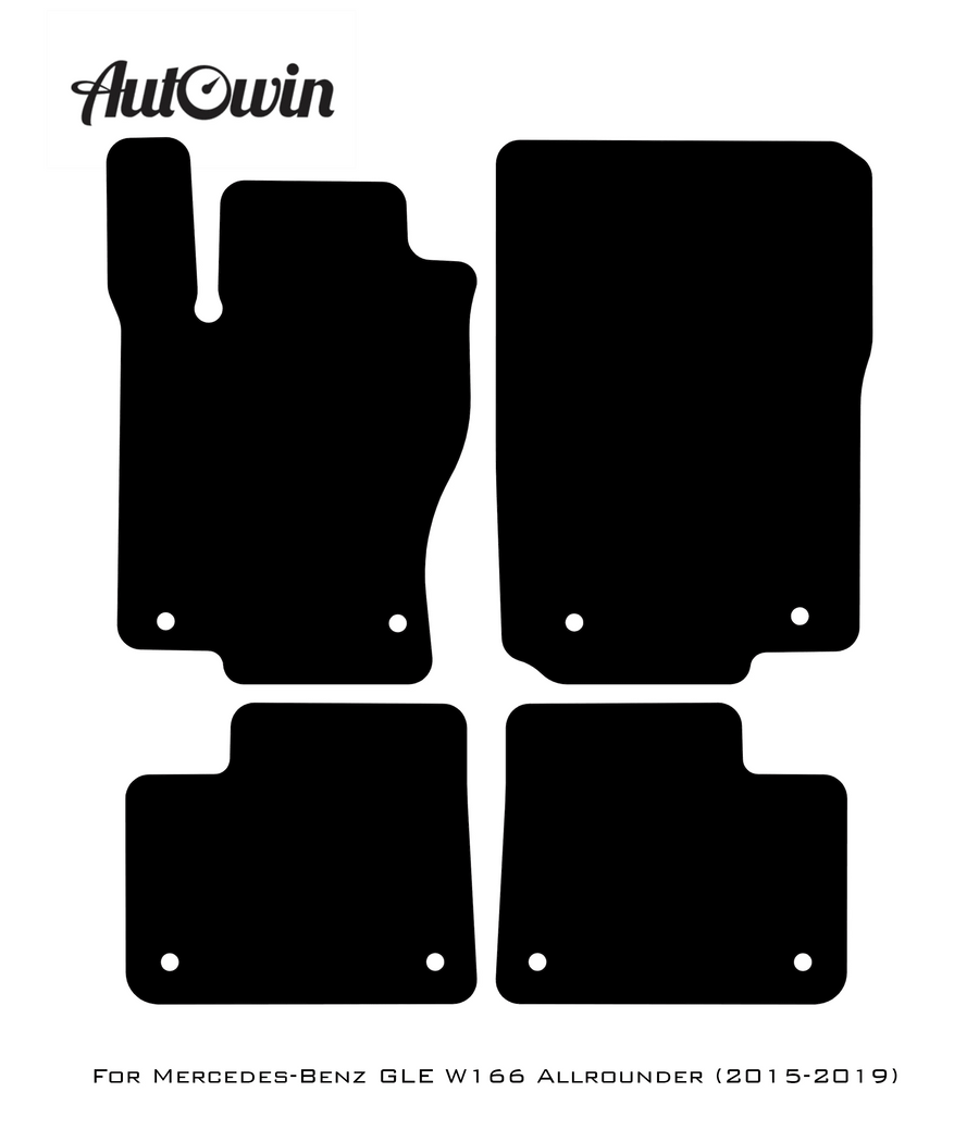 Black Luxury Floor Mats For Mercedes Benz GLE-Class W166 Allrounder (2015-2019) | ER56 Design - AutoWin