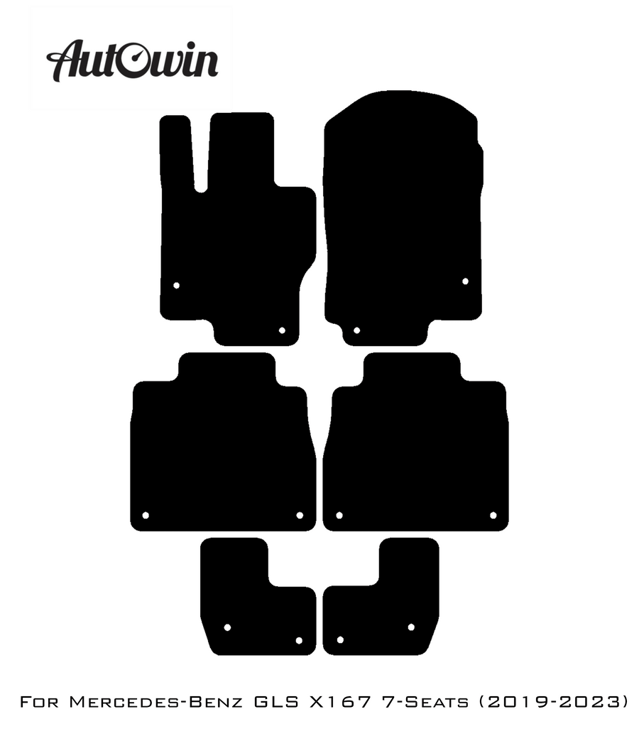 Black Luxury Floor Mats For Mercedes Benz GLS-Class X167 (2019-2023) | ER56 Design - AutoWin