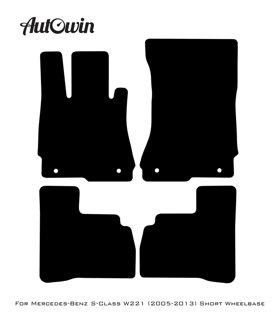 Black Luxury Floor Mats For Mercedes Benz S-Class W221 (2005-2013) Short Wheelbase | ER56 Design - AutoWin