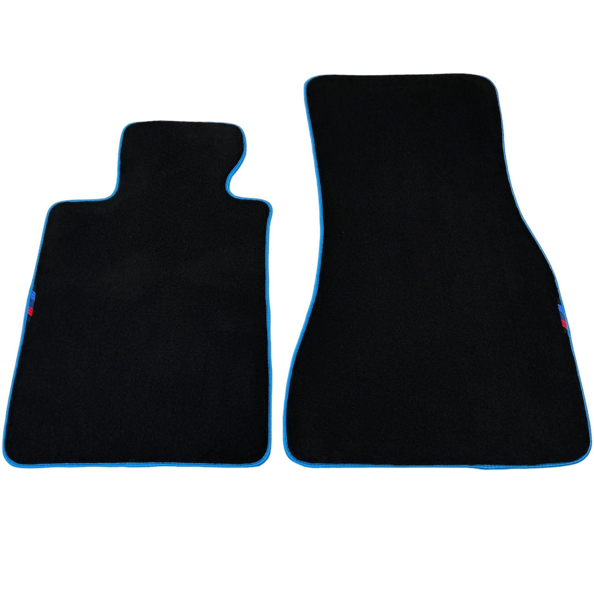 Black Mats For BMW 7 Series E32 | Sky Blue Trim - AutoWin