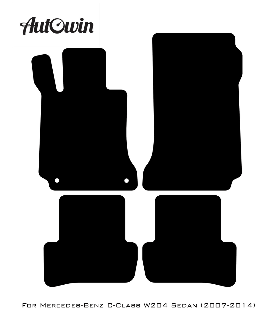Black Sheepskin Floor Mats For Mercedes Benz C-Class W204 Sedan (2007-2014) | ER56 Design - AutoWin