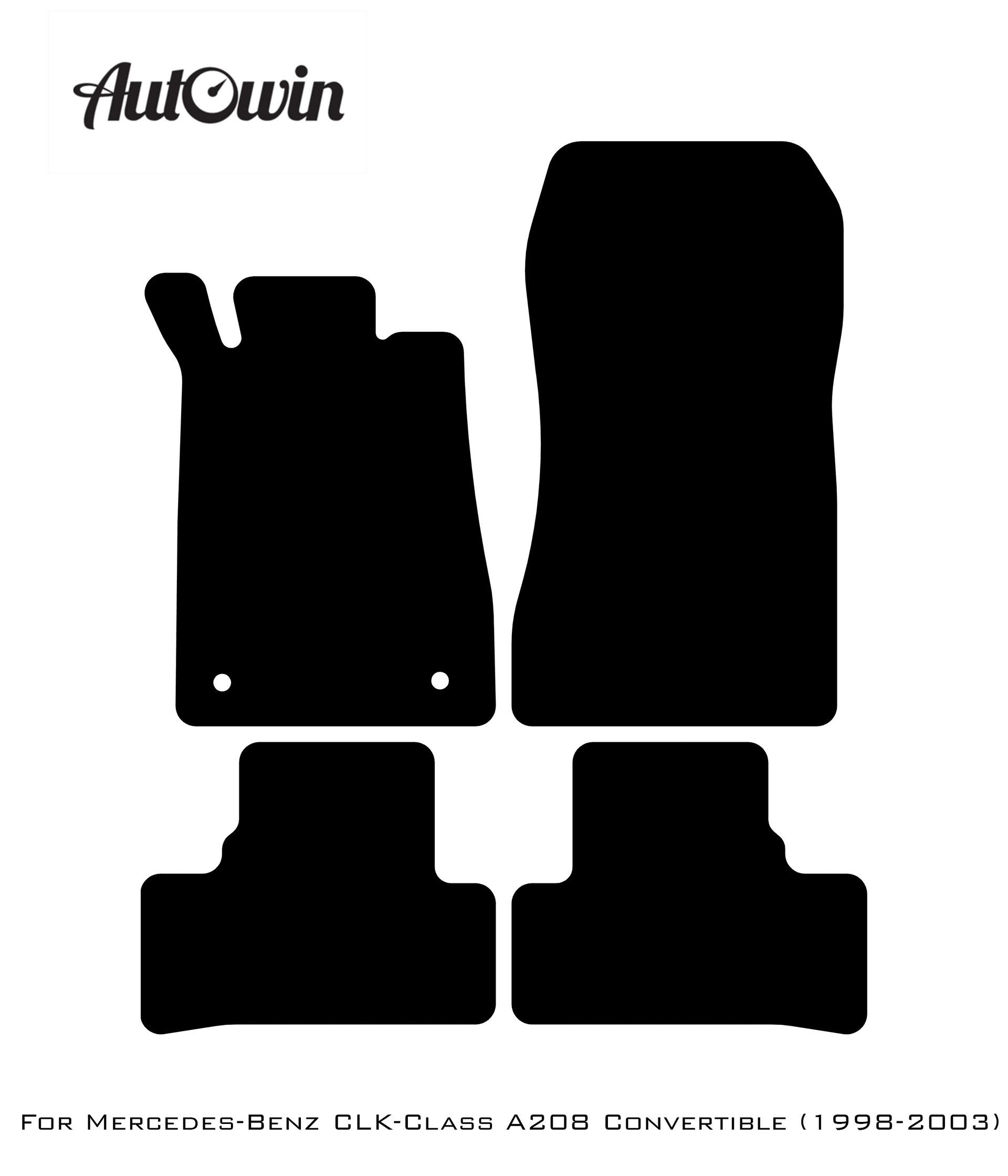 Black Sheepskin Floor Mats For Mercedes Benz CLK-Class A208 Convertible (1998-2003) | ER56 Design - AutoWin