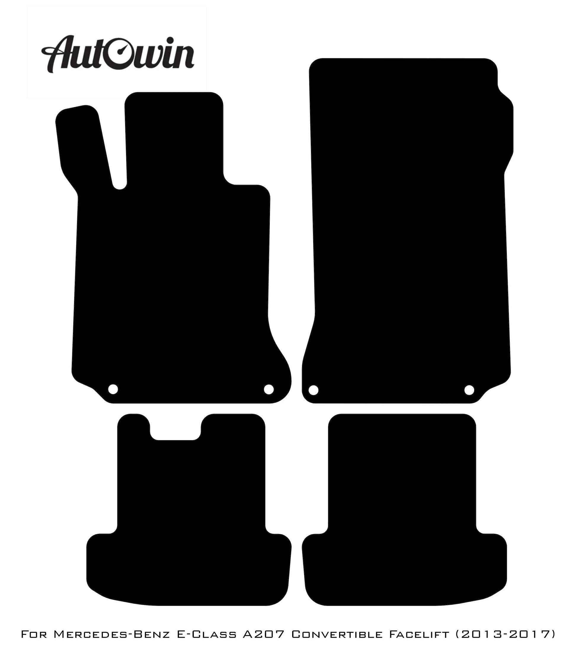 Black Sheepskin Floor Mats For Mercedes Benz E-Class A207 Convertible Facelift (2013-2017) | ER56 Design - AutoWin