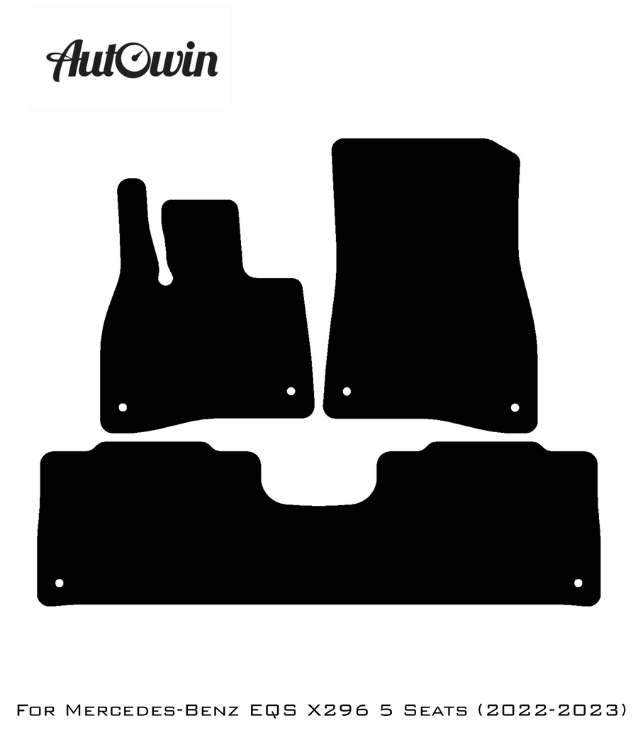 Black Sheepskin Floor Mats For Mercedes Benz EQS-Class X296 (2022-2023) | ER56 Design - AutoWin