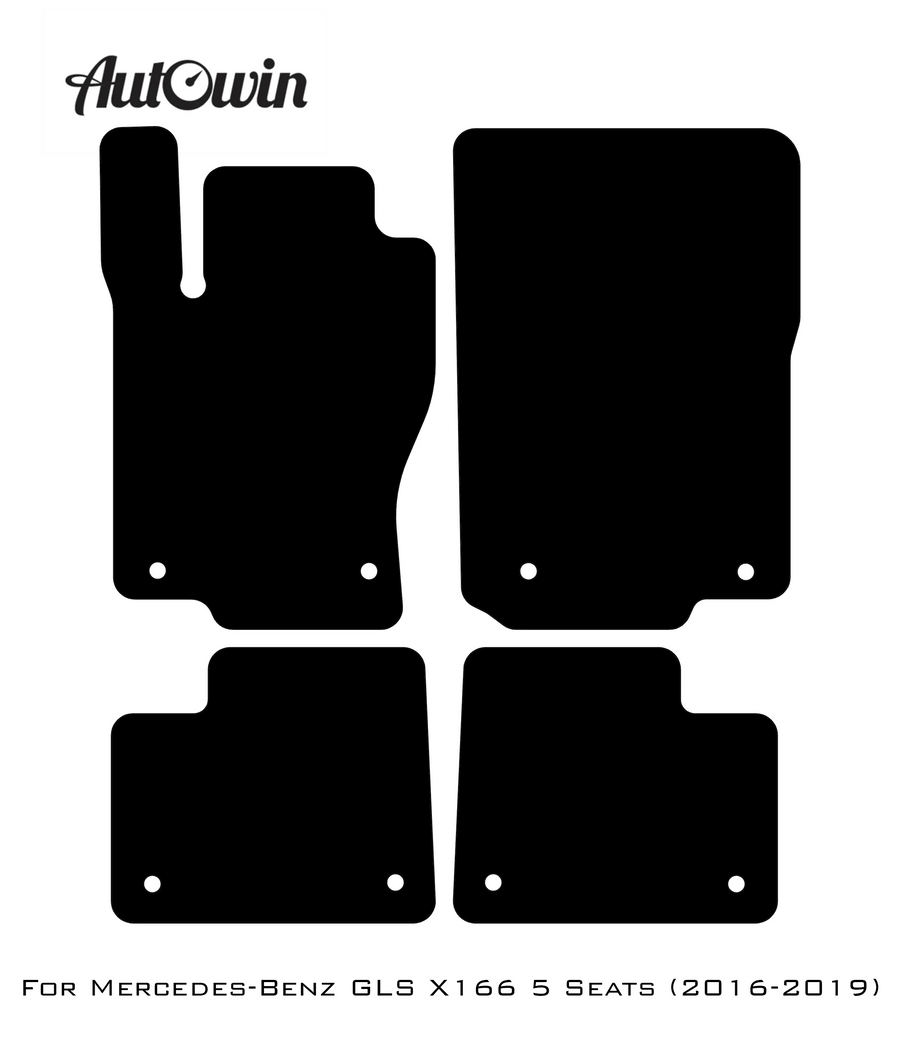 Black Sheepskin Floor Mats For Mercedes Benz GLS-Class X166 (2016-2019) | ER56 Design - AutoWin