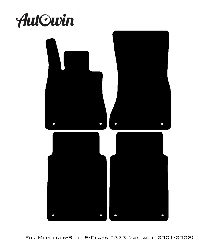 Black Sheepskin Floor Mats For Mercedes Benz S-Class Z223 Maybach (2021-2023) | ER56 Design - AutoWin